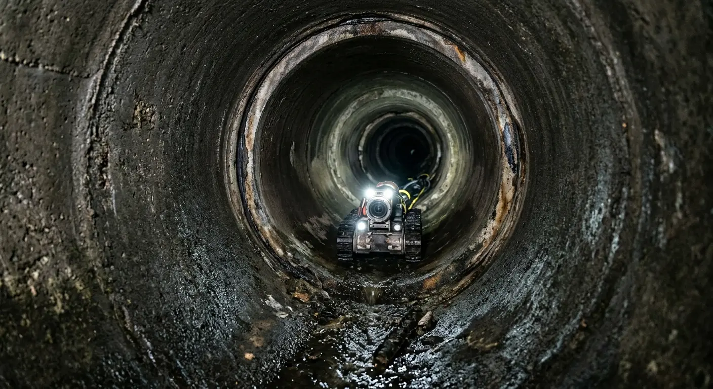 Robotic sewer camera inspecting pipe interior for Sewer Line Cleaning in Park Hills